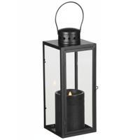 Lantaarn / Windlicht Arzilla / zwart - met LED stompkaars / zwart - wax - bewegende vlam