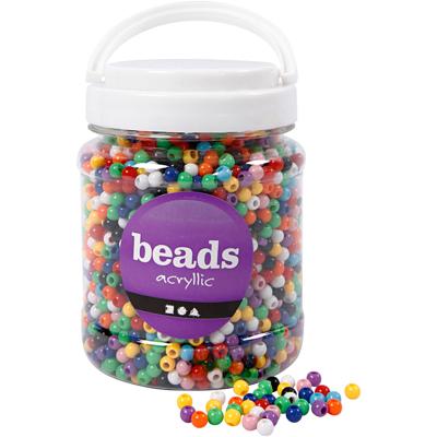 Creativ Company Pony kralen, d 6 mm, gatgrootte 3 mm, ca. 3830 stuk, diverse kleuren, 425 gr, 700 ml/ 1 doosje
