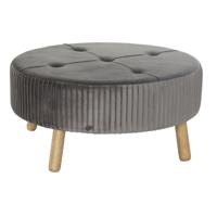 Voetensteun DKD Home Decor 80 x 80 x 38 cm Scandi Grijs Hout Fluweel Donker grijs Velvet