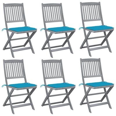 Tuinstoelen 6 st inklapbaar met kussens massief acaciahout