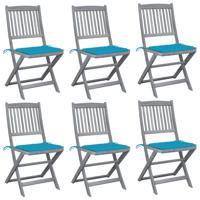 Tuinstoelen 6 st inklapbaar met kussens massief acaciahout