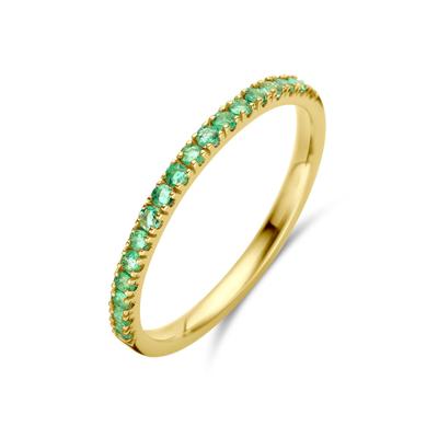 14K Geelgouden Ring met Smaragd Geboortesteen - Mei - 1.5mm