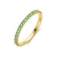 14K Geelgouden Ring met Smaragd Geboortesteen - Mei - 1.5mm