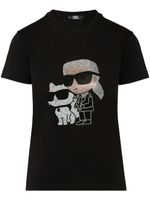 Karl Lagerfeld t-shirt Ikon à ornements strassés - Noir