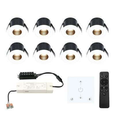 Set van 8 Betty LED Mini Inbouwspots met Trafo en Muurdimmer - 12 Volt 3 Watt 140 lumen - Dimbaar - Plat 37mm - 2700K - IP44 waterdicht - Wit