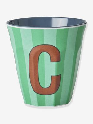 Gestreepte melamine mok LETTER C rice, medium 250 ml meerkleurig