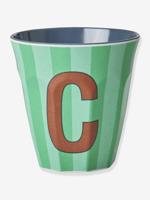 Gestreepte melamine mok LETTER C rice, medium 250 ml meerkleurig