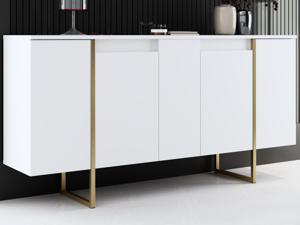 Dressoir LUXANA 4 deuren wit/goud