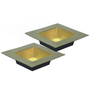 Tafel dienblad/plateau/tray - 2x - goud - 20 x 20 cm - kunststof - vierkant