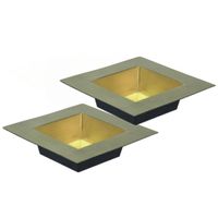 Tafel dienblad/plateau/tray - 2x - goud - 20 x 20 cm - kunststof - vierkant - thumbnail