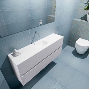 Mondiaz Ada 120cm toiletmeubel cale met wastafel talc midden zonder kraangat