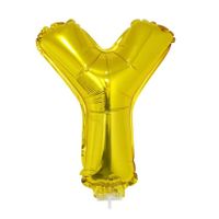 Gouden opblaas letter ballon Y op stokje 41 cm   -