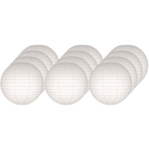 12x Luxe bol lampionnen wit 25 cm