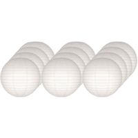 12x Luxe bol lampionnen wit 25 cm