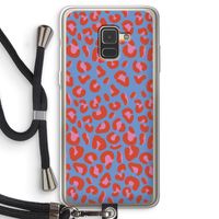 Leopard blue: Samsung Galaxy A8 (2018) Transparant Hoesje met koord