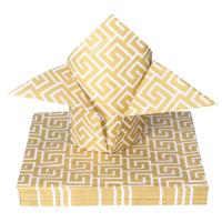 Tafel diner servetten - Wit/goud patroon thema - 20x stuks - 33 x 33 cm Tafel diner servetten - Wit/goud patroon thema - 20x stuks - 33 x 33 cm
