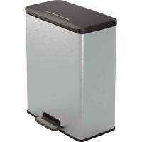 Rechthoekige prullenbak - DECO BIN - CURVER - 65L - Modern design - 49 x 29 x 61 cm - Metallic grijs