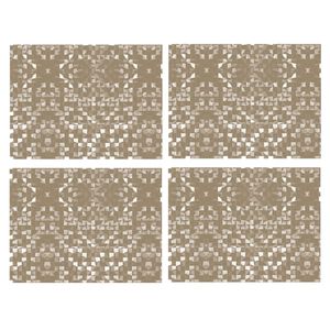 4x stuks retro stijl placemats van vinyl 40 x 30 cm beige - Placemats