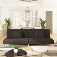 Slaapbank 2-zits met 2 kussens stof bruin