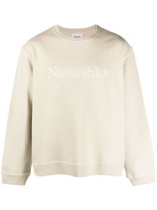 Nanushka sweat en coton à logo brodé - Tons neutres