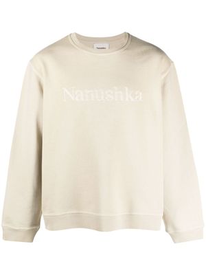 Nanushka sweat en coton à logo brodé - Tons neutres