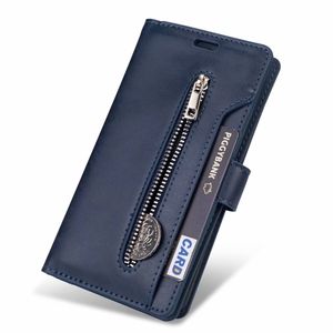 iPhone 13 Pro hoesje - Bookcase - Koord - Pasjeshouder - Portemonnee - Rits - Kunstleer - Blauw