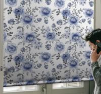 Rolgordijn bloemenprint Blauw patroon