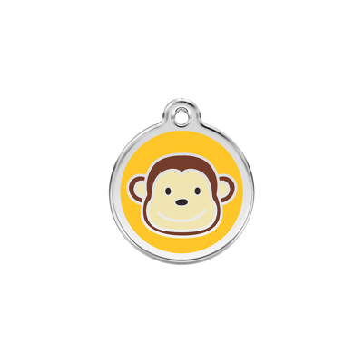 Monkey Yellow roestvrijstalen hondenpenning small/klein dia. 2 cm - Reddingo