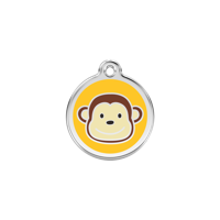 Monkey Yellow roestvrijstalen hondenpenning small/klein dia. 2 cm - Reddingo