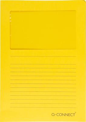 Q-CONNECT L-map met venster, 120 g/m², A4, pak van 100 stuks, geel