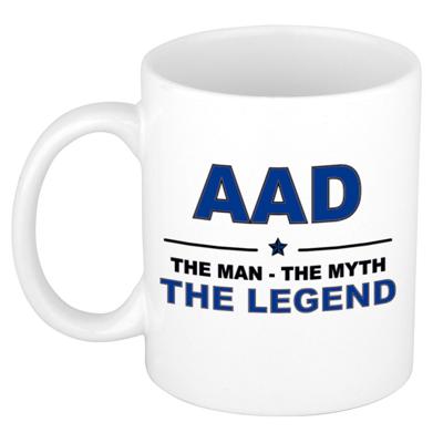 Aad cadeau mok - man myth legend - naam koffiemok / beker - wit en blauw - 300 ml Aad cadeau mok - man myth legend - naam koffiemok / beker - wit en blauw - 300 ml