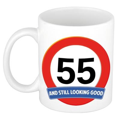 Koffie mok / cadeau beker - 55 jaar - verjaardag - still looking good - wit - stopbord Koffie mok / cadeau beker - 55 jaar - verjaardag - still looking good - wit - stopbord