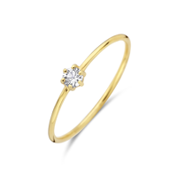 14k Geelgouden Ring 4mm met Witte Topaas - Geboortesteen April