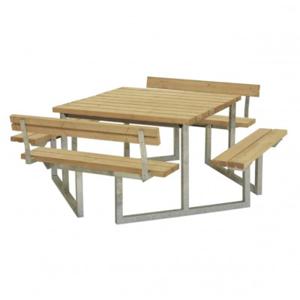 ThermoWood® Picknicktafel Vierkant Twist 2 Rugleuningen