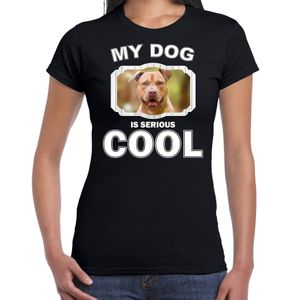 Staffordshire bull terrier honden t-shirt my dog is serious cool zwart voor dames