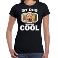 Staffordshire bull terrier honden t-shirt my dog is serious cool zwart voor dames - thumbnail