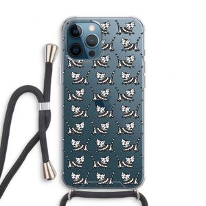 Zwarte poes: iPhone 12 Pro Transparant Hoesje met koord