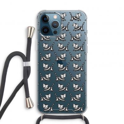 Zwarte poes: iPhone 12 Pro Transparant Hoesje met koord