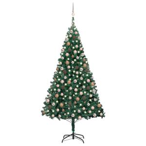 vidaXL Kunstkerstboom met verlichting en kerstballen 240 cm groen