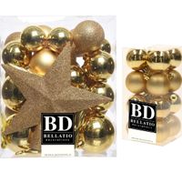 49x stuks kunststof kerstballen met ster piek goud mix 4, 5, 6 en 8 cm - thumbnail