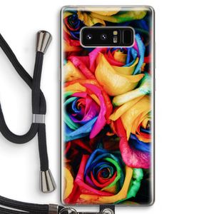 Neon bloemen: Samsung Galaxy Note 8 Transparant Hoesje met koord