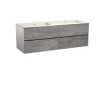 Storke Edge zwevend badkamermeubel 150 x 52 cm beton donkergrijs met Mata dubbele wastafel in matte solid surface
