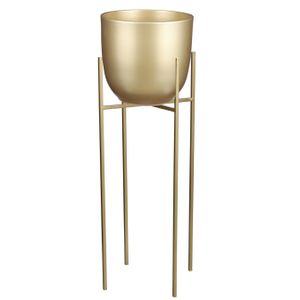 Bloempot D25 cm goud met plantenpot verhoger goud/metaal van 55 cm