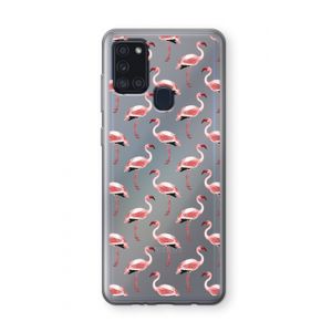 Flamingoprint groen: Samsung Galaxy A21s Transparant Hoesje