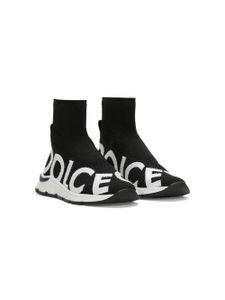 Dolce & Gabbana Kids baskets chaussettes à logo imprimé - Noir