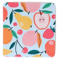 Onderzetters voor glazen - 6x - tropical fruit - blauw - hout - 10 x 10 cm Onderzetters voor glazen - 6x - tropical fruit - blauw - hout - 10 x 10 cm