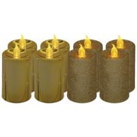 Feeric lights and christmas Kaarsen - 8x stuks - goud - LED - H7,5 cm - glans en glitterafwerking