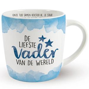 Cadeau koffie/thee mok vader - wit/blauw - lieve papa - porselein - Vaderdag