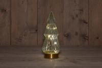 B.O.T. Tree Glass 10X23,5 cm Clear With Golden Base 10Led - Annas collection