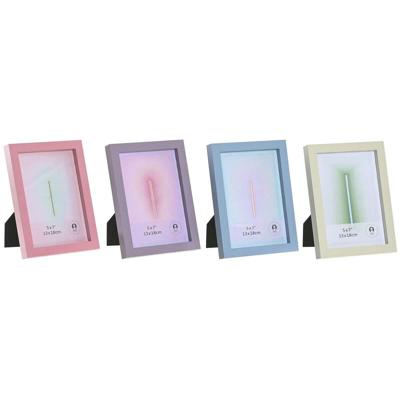 Fotolijsten Home ESPRIT Blauw Groen Kristal Hout MDF Stads (4 Stuks)